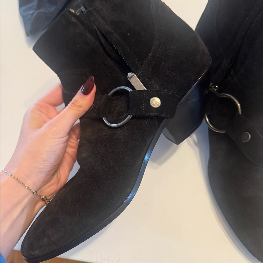 Saint Laurent “Blake” Black Suede Harness Ankle Boots Women’s EU 40 (US 9.5–10) - Picture 13 of 15